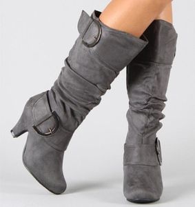 Boots Round Toe Lady Zipper Женская резиновая Обувь Дождь Mid Calf Med Riding Flock Mid-Calf Копыжа каблуки солидный PU