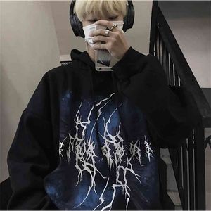 Gotiska kvinnor sweatshirt harajuku lösa toppar punk kläder stor storlek hip hop streetwear vinter ulzzang hooded 210803