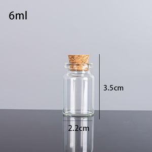 6ml 22x35x12.5mmの小さい小型の澄んだガラスのボトル瓶、コルクストッパー/メッセージの結婚式の願いジュエリーパーティーの好意