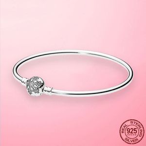 S925 Silver Bracelet Femme Snowflake Heart Zircon Clasp Femme Snake Chain Bracelets & Bangles Women Jewelry gift