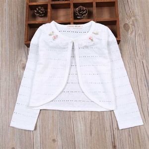 White Girl Cardigan Kids Spring Autumn Long Sleeve Cotton Sweater For 1 2 3 4 6 8 10 11 Years Old s Coat 175005 211028