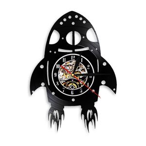 Navios De Foguetes venda por atacado-Relógios de parede Rocket Ship Relógio para menino sala exterior espaço berçário record personalizado tema filhos decoração
