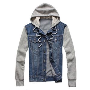 Homens Denim Hooded Sportswear Outdoor Casual Moda Jeans Jaquetas Hoodies Cowboy Homens e Casaco Plus Size 211214