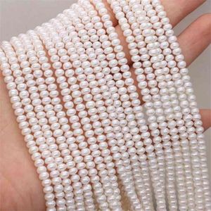 Perle sciolte di isolamento a forma piatta di perle d'acqua dolce naturali per la creazione di gioielli, accessori per braccialetti, collane fai da te 3-4 mm