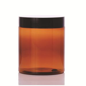 Tom Amber (Brown) Pet Plastic Cosmetic Jars Flaska med svart lock för krämmask 80ml 100ml 150ml 200 ml 250ml