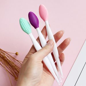 Custom Logo Exfoliating Lip Brush Cleaning Product Double Side Soft Silicone Skin Scrub Tool Blackhead Remove Equipment