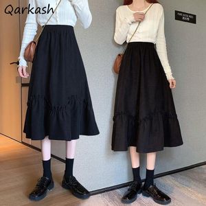 Wholesale skirts for teens resale online - Skirts Women Midi All match Black Stylish Ulzzang High waist Teens Holiday Daily Chic Spring A line Ins Preppy Y2K