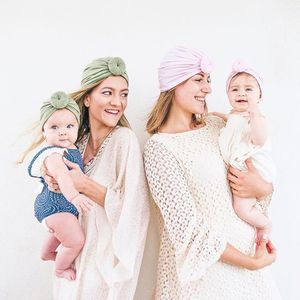 Mamma och baby bomullshatt donut baby spädbarn hattar barn mjuk mössa bebe boll turban kvinnor hatt nyfödd headwrap förälder-barn hatt