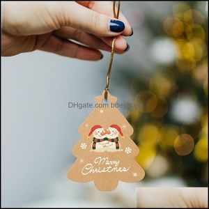 Weihnachtsdekorationen Festliche Partei Supplies Home Garten 48/96 Sätze Geschenk Wrap Etikett mit String Merry Verpackung Kraftpapier Tags Dekor DRO