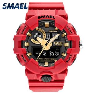 Men Watches Red Style New Sport Watch Smael Brand Quartz 50meters Waterproof Relogio Masculino Erkek Saat Men Gift Hot Clock1642 Q0524