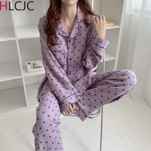 가을 겨울 잠옷 2 조각 여성 면화 잠옷을위한 세트 homewear 대형 Pijama Pajama 여성 211007