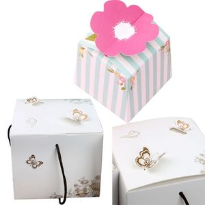 ingrosso Modello Di Caramella Di Carta-Regalo Wrap carino fiore rosa fiore farfalla modello di cottura biscotti biscotti cioccolato caramelle nozze decorazione della festa kraft scatole di carta kraft