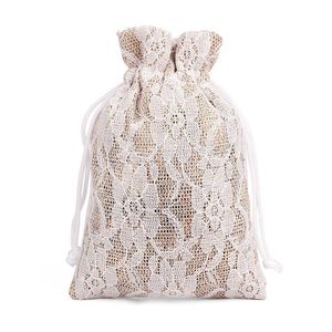 50 cm Lace Linen Gift Bag Dust proof Small Jute Pouch Jewelry Ring Necklace Candy Drawstring Bag Bamboo Charcoal Storage
