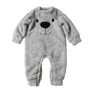 Winter Baby Boy Girl Clothes Long Sleeve Cashmere Bear Cartoon Baby Rompers Jumpsuit Costumes Newborn For 0-24M 210226
