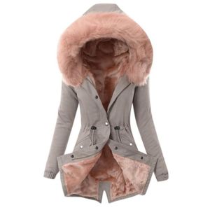 Kadın Yün Karışımları Marka Sonbahar Sıcak Kış Ceket Kadın Kürk Yaka Mont Ceketler Lady Uzun İnce Aşağı Parka Hoodies Parkas Bırak