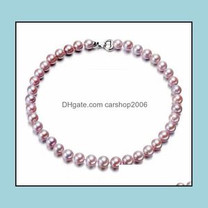 Perlenketten Anhänger Schmuck 8-9 mm lila natürliche Perlenkette 18 Zoll Damen Geschenk Brauthalsband Drop Lieferung 2021 2Dfjn