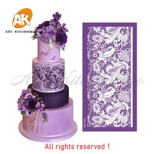 Flowers Mesh Stencil Lace Wedding Cake Stencil Cake Decorating Tools Soft Fabric Stencils for Fondant Cake Mold Bakery 210225