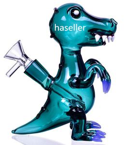 Wytnij szklane szklane szklane fajki fajki szisze Shisha Recycler Dab Rigs Dux Perc Dark Green Glass Water Bongs z 14mm miską