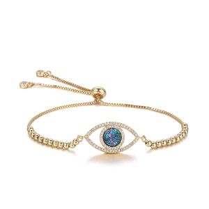 Fashion Micro Pave Zircon Gold Catena placcata Natural Druzy S Healing Ston Eye Evil Charm Bracciale per donne ragazze