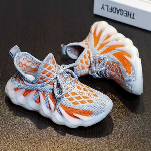 Octopus Mesh Young Children Casual Shoes Kids Sneakers Breathable Lace-Up Boys Girls Sneaker For Children'S 14 15 Years Old G1025