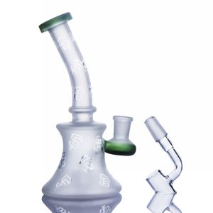 Bong Recycler Dab Rig tjock glas Vit perc oljeriggar Vattenr￶r med 14 mm Joint Banger