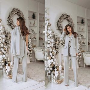 Серый 2021 мать невесты платья брюки костюмы три штуки Slim Fit Wage Party Prom Blazer OL Outfit женщины смокинг (куртка + жилет + брюки)