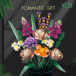 Woma Brand C0214 Simulering Rose Fomantic Flower Bouquet Building Block Bricks Toys Pricness Kit Set Gift for Girl Friend Q0823