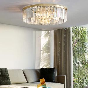 天井ライトデザインリビングルームの派手なクリスタルラウンドゴールドキッチン真鍮モダンなLEDの家の寝室の装飾的なライト