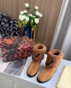 2021 дизайнерские женские подснежники плоские лодыжки ботинок леди мода снежные ботинки водонепроницаемый зима теплые шерстяные кожаные ботинки высочайшего качества нам 5-11