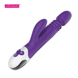 NXY Vibrators G Spot Dildo Rabbit Silicone för kvinnor Dual Vibration Sextoy Vattentät Kvinna Vagina Clitoris Sexleksaker 0106