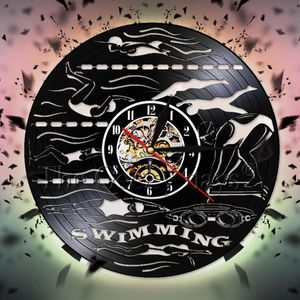 Wandklokken Zwemmen Sports Record Klok Bad Tijd Horloge Open Water Pool Art Sign Diver Swimmer Swim Coach Gift