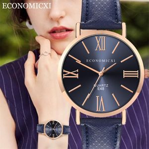 Principais relógios de pulso Moda feminina Straps de couro relógios de quartzo Round Wrist Watch Women Ladies Quartz50