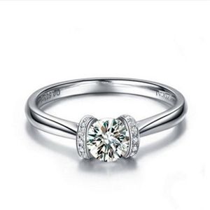 جواهر الزفاف 1ct 6.5mm d moissanite الصلبة البلاتين 950 خاتم الماس المرأة