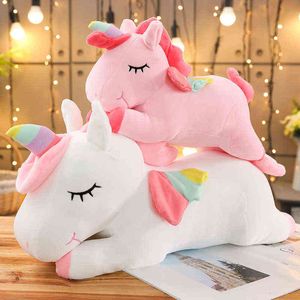 Özel Fiyat 25-100 cm Dev Boyutu Unicorn Peluş Oyuncak Yumuşak Dolması Karikatür Unicorn Bebekler Hayvan At Bırak için Y211119