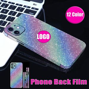 Bling Frosted Phone Back Protector för iPhone 12 12mini Pro Max Glitter Sticker Film Inkludera Side Frame Full Package