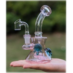 Nargile Pembe Cam Su Bongs Beher Dab Kuleleri Duman Cam Boru Geri Dönüşüm Teçhizatı Yağ Bong ile 14mm Banger