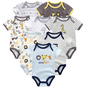 Bebek Giysileri 8 adet / grup Unisex Yenidoğan Boygirl Tulum Roupas De Bebes Pamuk Bebek Yürüyor Tulumlar Kısa Kollu Bebek Giyim 210226