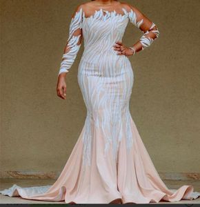 2021 New Sexy Mermaid Wedding Dress Sheer Long Sleeves Lace Beach Bride Dresses Sweep Train Elegant Wedding Boho Bridal Gowns