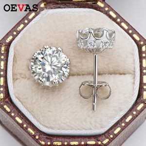 OEVAS Real 1ct D Kolor Moissanite Stud Kolczyki dla kobiet Najwyższej Jakości 100% 925 Sterling Silver Wedding Jewelry