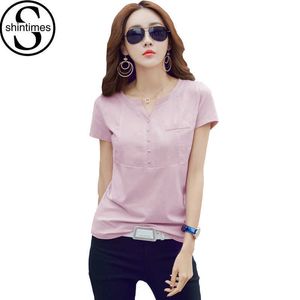 Poleras de Mujer rosa T-shirt Kvinnor Sommarplattor Kortärmad T-koreansk plusstorlek Damkläder 3XL Tee Femme 210615