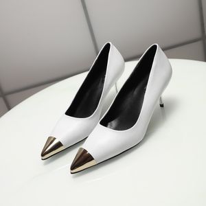 Primavera primavera 2021 sapatos de salto alto feminino de luxo com toe pontudo e sapatos de couro de manteiga tamanho 35-40
