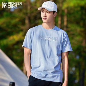 Pioneer Camp Summer New T-shirts Men 100% Cotton Breathable Hip Hop Black Blue Men's Top Tees XTK01101018H G1229