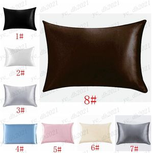 20*26inch Silk Satin Pillowcase Home Multicolor Ice Silk Pillow Case Zipper Pillow Cover Double Face Envelope Bedding Pillow Cover