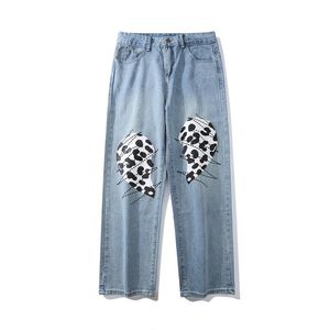 Jeans da uomo 2021 Stampa grafica maculata Lavaggio retrò Hip Hop Pantaloni larghi da uomo Pantaloni casual da donna in denim Abiti gotici Pantalones Hombre