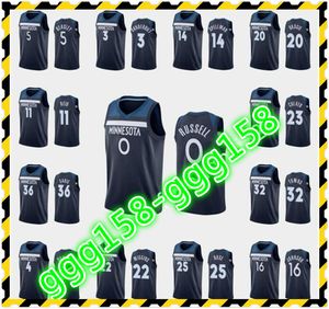 Skriv ut Mäns Kvinnor Barn Jersey Alla spelare d'Angelo Russell Karl-Anthony Towns Omari Spellman James Johnson Basketballtröjor Anpassade uniform