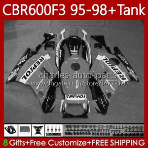 Bodywork + Tank Honda CBR600F3 600CC 600FS 95-98 Vücut 64NO.166 CBR 600 600F3 CBR600 F3 FS CC 1995 1996 1997 1998 CBR600FS CBR600-F3 95 96 97 98 Fairing Kit Repsol Gri