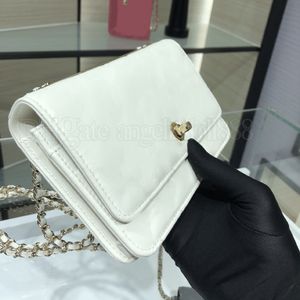 Carteira branca WOC de qualidade superior 7A em corrente bolsa acolchoada com diamante em couro genuíno carteiras de designer de pele de cordeiro porta-cartões de crédito bolsas de moedas de luxo bolsas de ombro