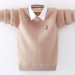 Зимняя детская одежда, одежда мальчика пуловер свитер детская одежда хлопчатобумажные продукты держать теплый мальчик свитер толще 210308