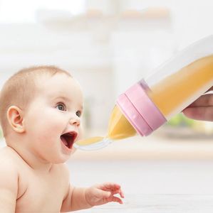 Baby Training Feeder Feeding Bottle Baby Squeezing Feeding Spoon Silicone Milk Bottle Food Supplement Scoop Cereal Feeder ZYY710