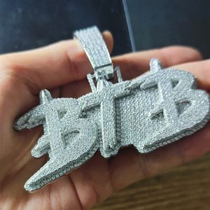 Yeni Moda Altın Kaplama Tam CZ Elmas Taş Buz Out DIY Özel Ad Mektuplar Kolye Kolye Ücretsiz 3mm 24 inç Halat Zincir Güzel Takı Hediye